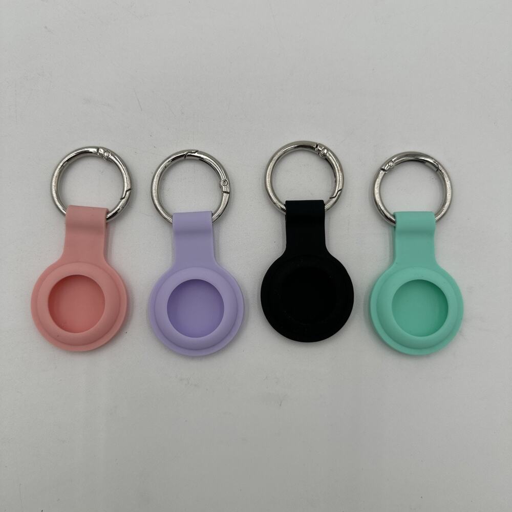 4 Pack Apple AirTag Case Keychain Air Tag Holder Silicone AirTags Key Ring Cases